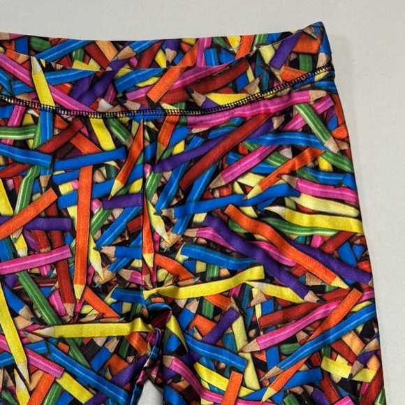 Justice Rainbow Pencil Satin Leggings Girl 12 Colorful Silky Smoth Elastic Waist - Picture 5 of 7